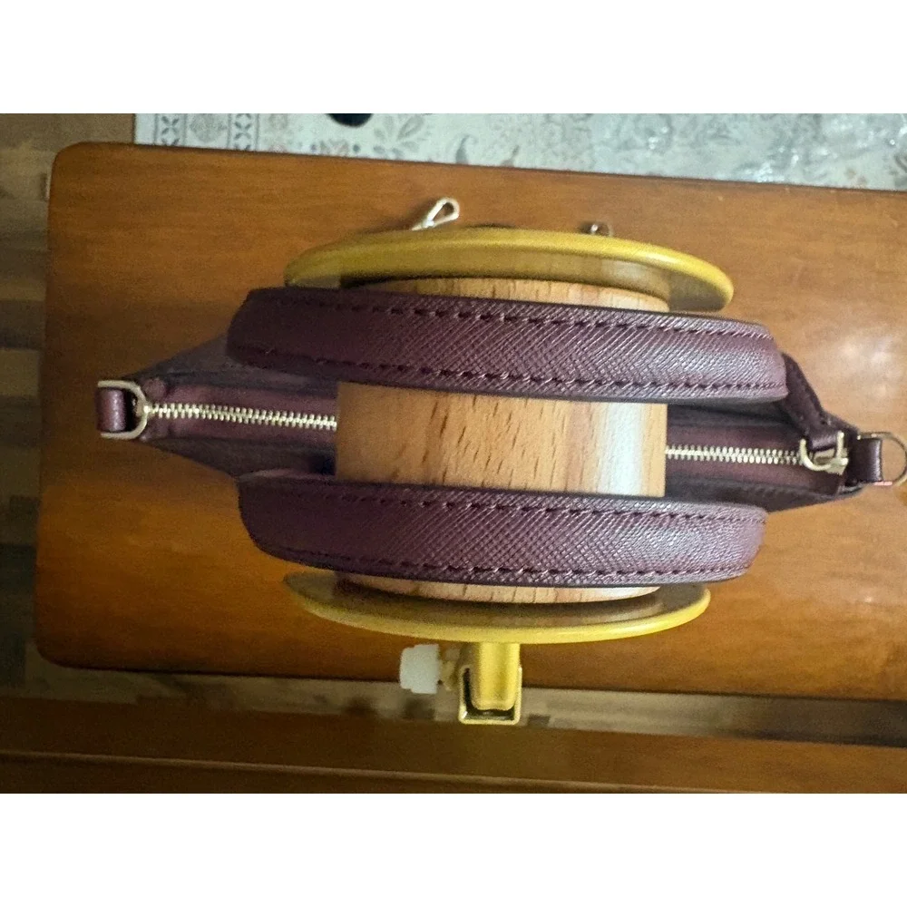 Kate Spade New York Glitter Crossgrain Leather Satchel‎ Crossbody Plum Purple